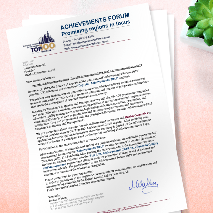 Inoar Cosméticos entre as 100&nbsp;melhores